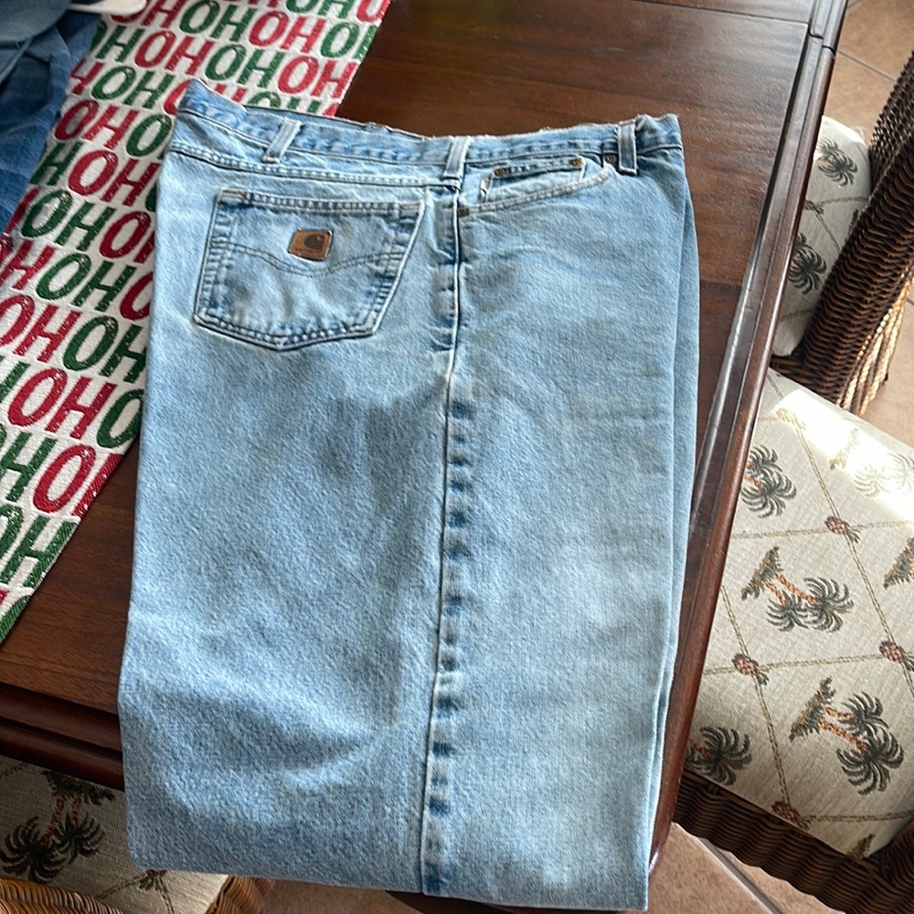 Carhart stonewash blue jeans 44 x 36